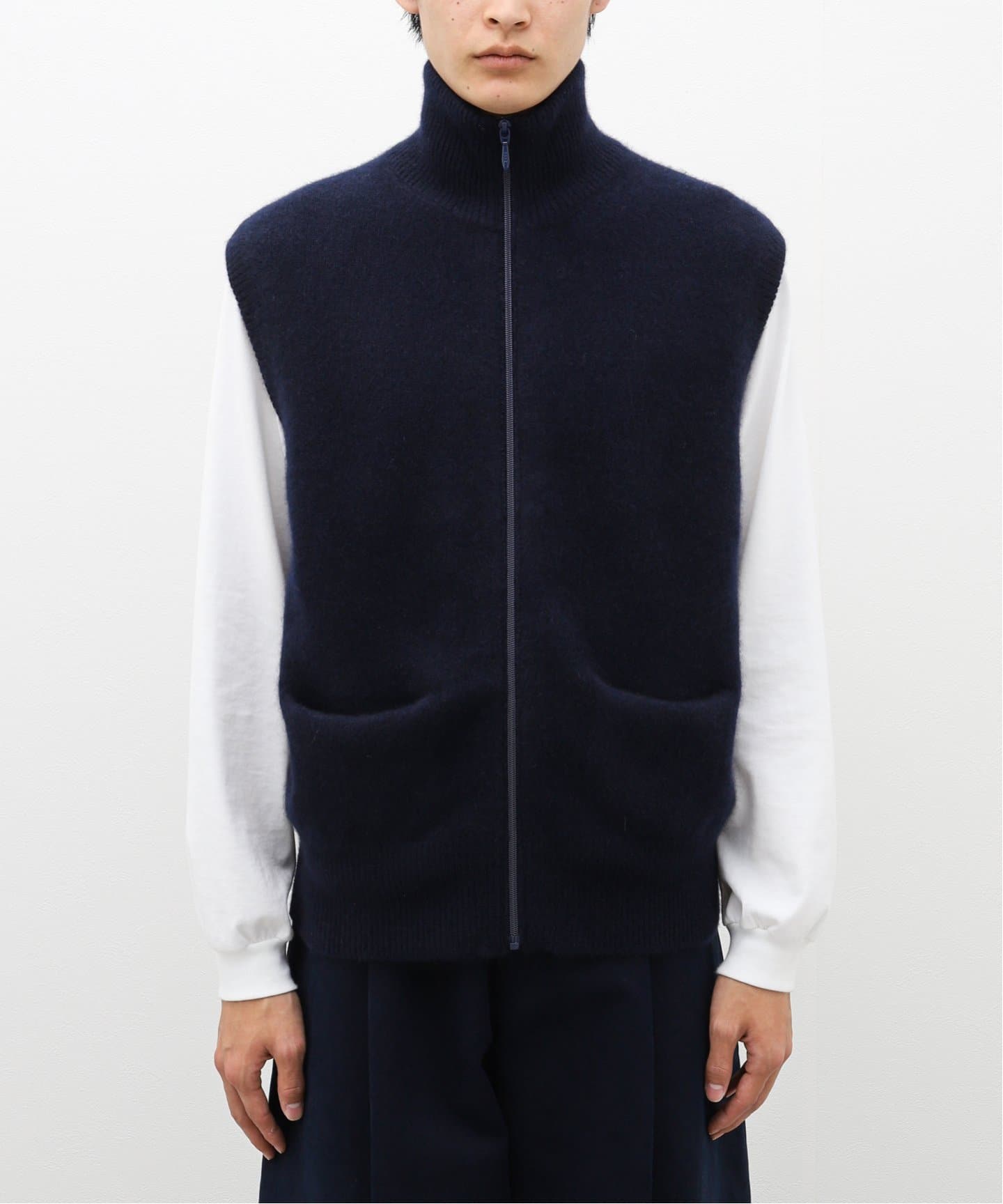 MAATEE&SONS CASHEMERE 強圧縮 JIP VEST NAVY