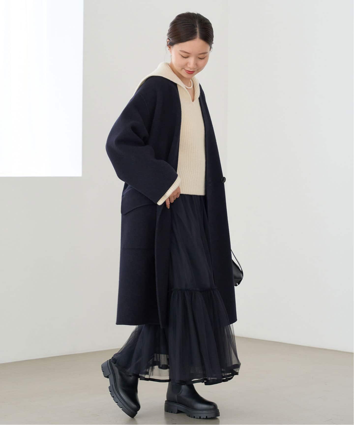 モッサーダブルフェイス Vネックコート（ノーカラーコート）｜IENA