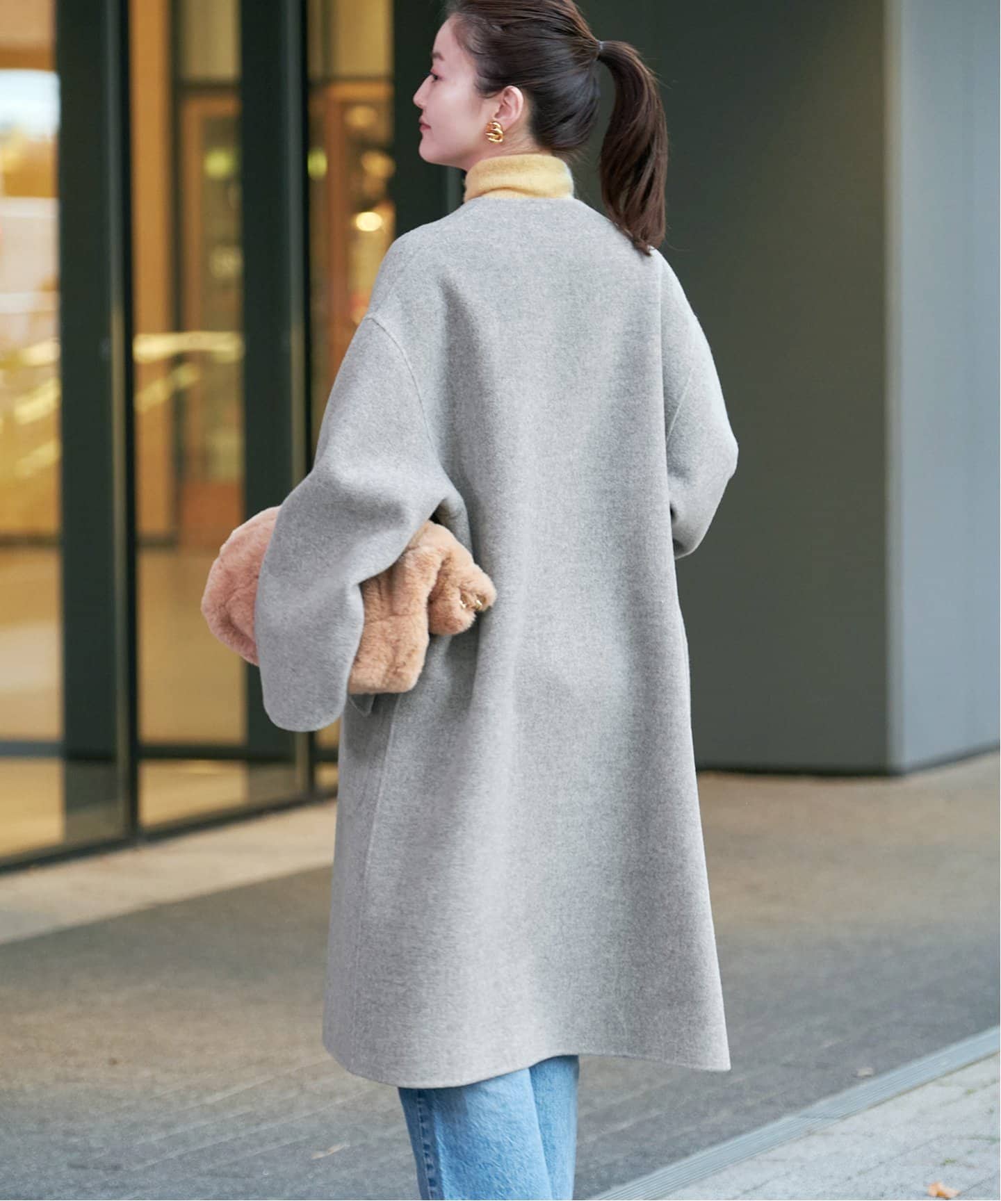 モッサーダブルフェイス Vネックコート（ノーカラーコート）｜IENA