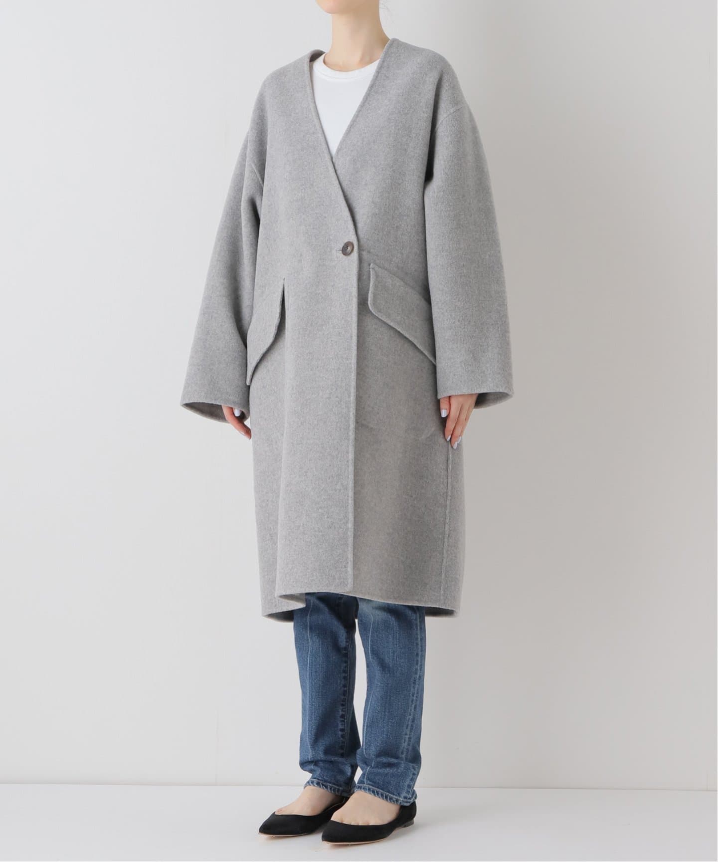 モッサーダブルフェイス Vネックコート（ノーカラーコート）｜IENA