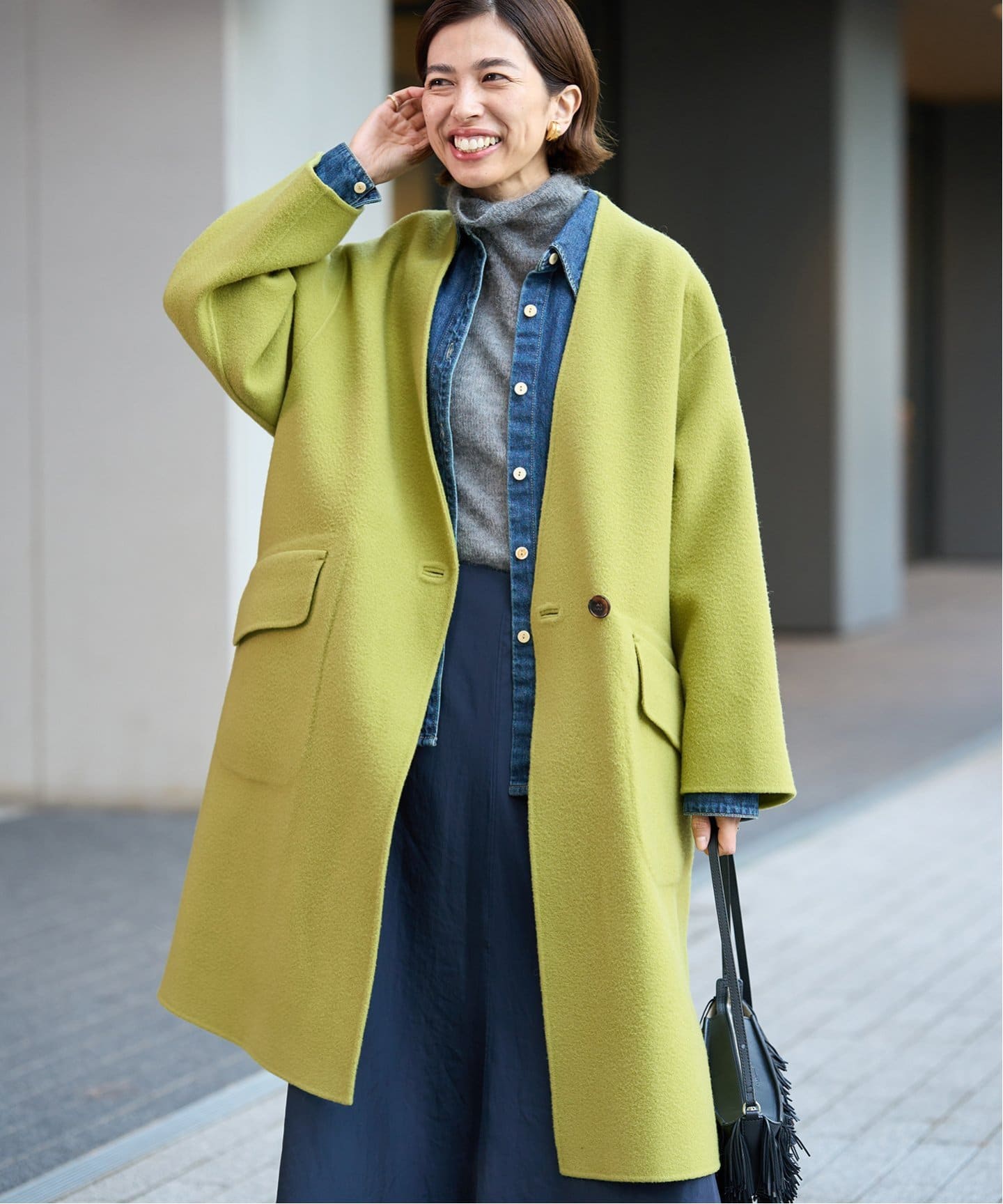 モッサーダブルフェイス Vネックコート（ノーカラーコート）｜IENA