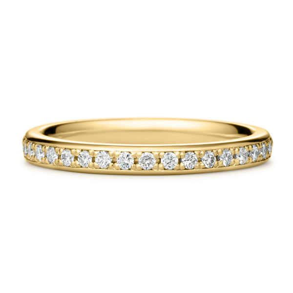 K18YG オーバル フレーム ダイヤモンド ハーフエタニティ リング 2.3mm