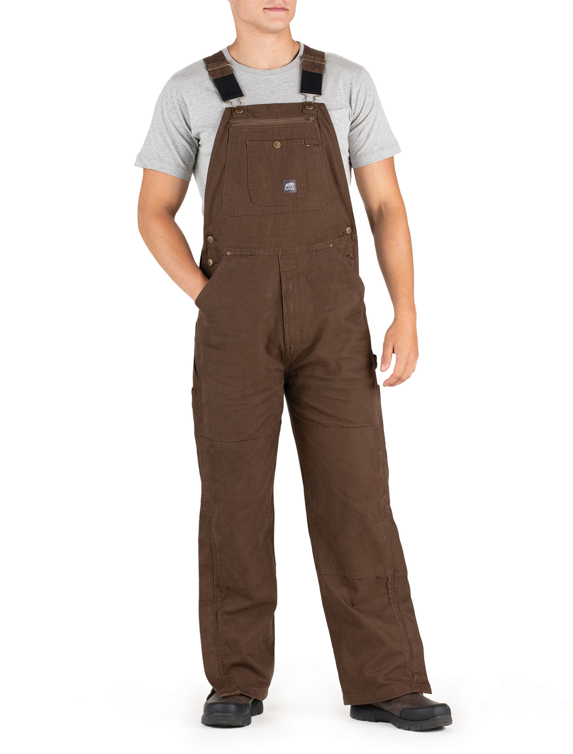 BERNE】希少 ベルン 企業刺繍 ダック地 オーバーオール 2XL 茶 BERNE