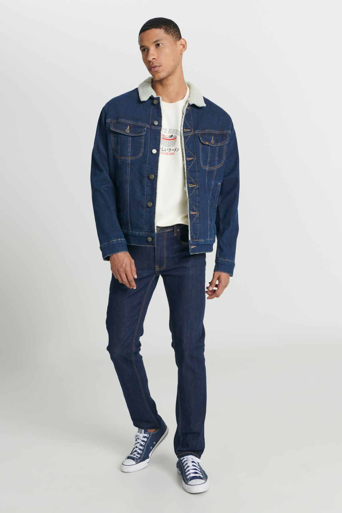 Regular Fit Normal Kesim Koyu Mavi Sherpa Jean Kot Ceket L87BVM36