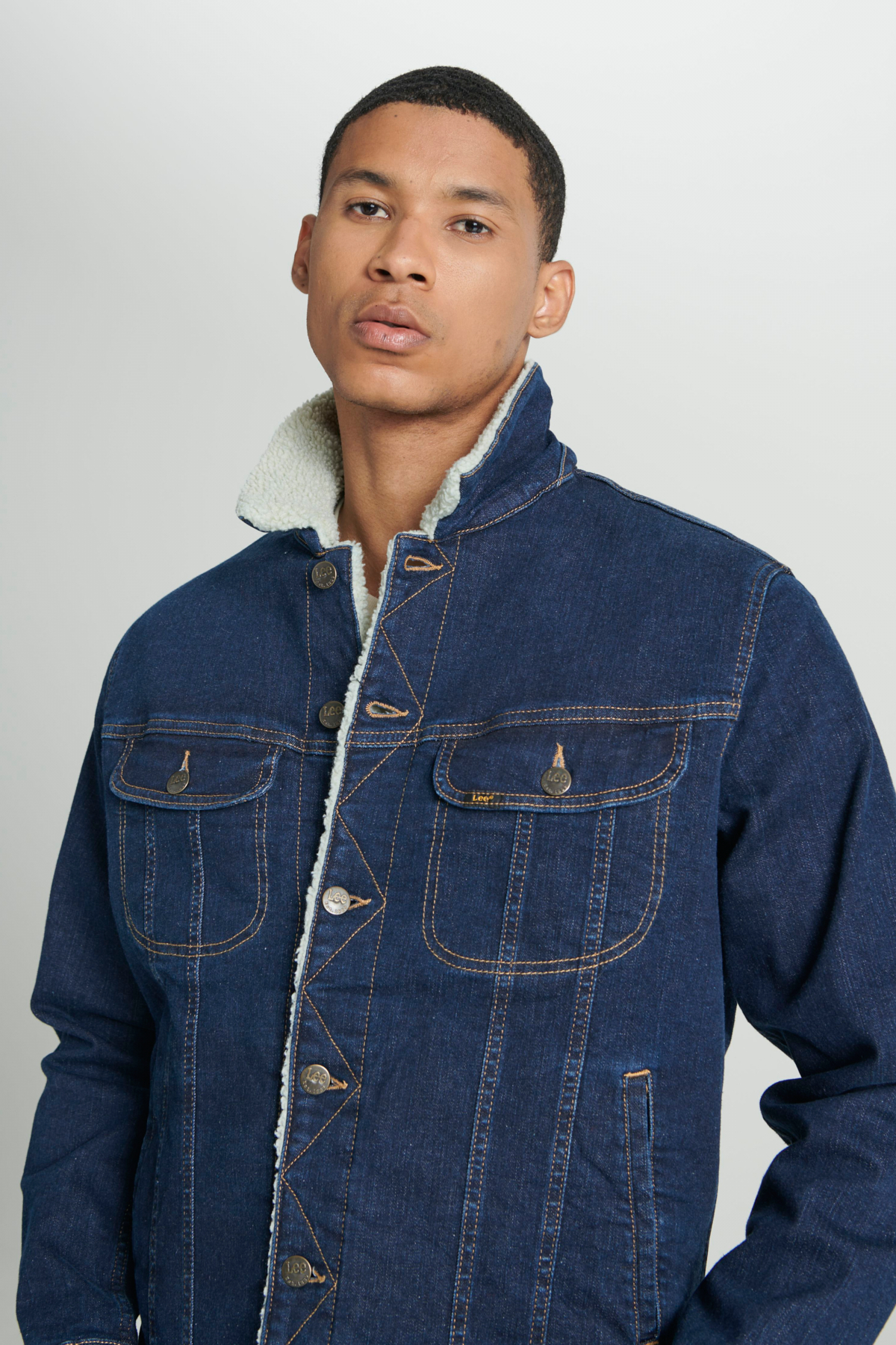 Regular Fit Normal Kesim Koyu Mavi Sherpa Jean Kot Ceket L87BVM36