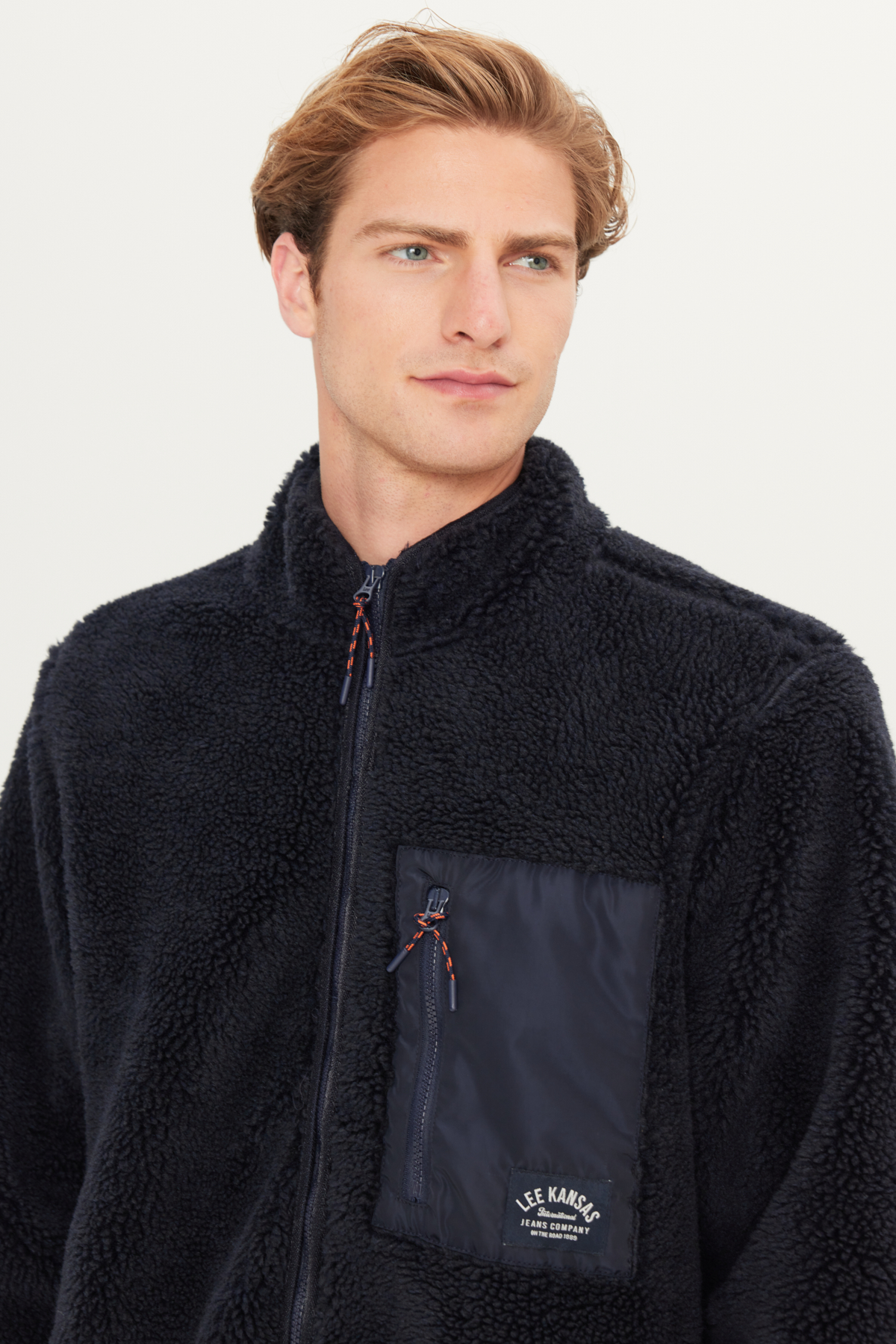 Regular Fit Normal Kesim Fermuarlı Cep Detaylı Lacivert Sherpa