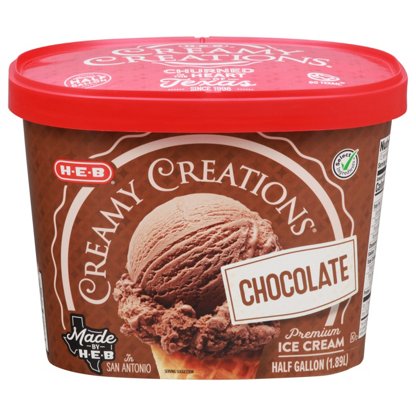 H-E-B Creamy Creations Chocolate Fudge Brownie Ice Cream, 1/2 gal