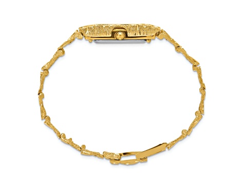 14k Yellow Gold Ladies Rectangular Black 15x31mm Dial Solid Nugget