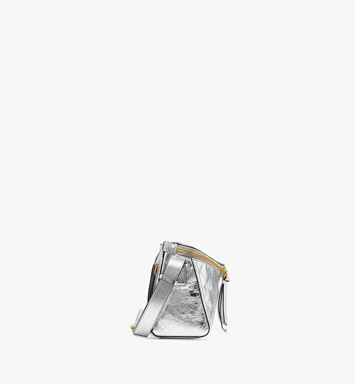 Small Diamant 3D Shoulder Bag in Metallic Calf Leather Silver