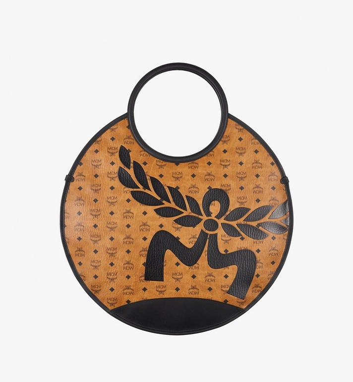 X-Large Round Aren Fold Tote in Mega Laurel Visetos Cognac | MCM ®US