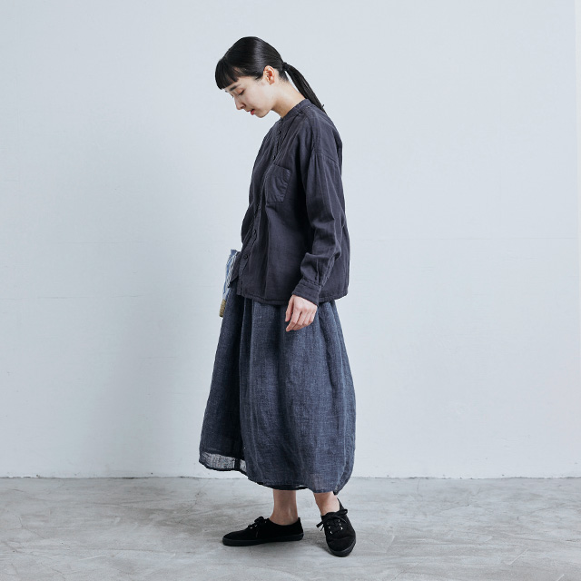 中川政吉商店 麻のかや織 キュロットスカート 薄墨色 未使用品 麻のか