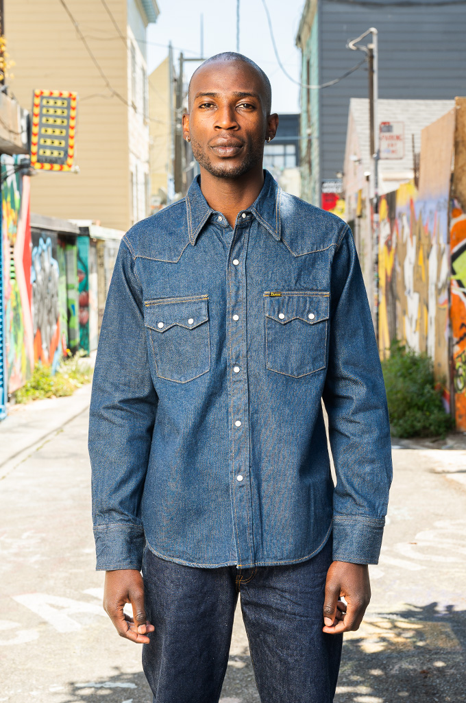 Studio D'Artisan Sawtooth Western Shirt - Natural Indigo Denim