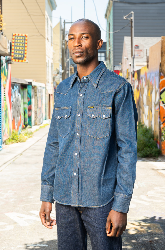 Studio D'Artisan Sawtooth Western Shirt - Natural Indigo Denim
