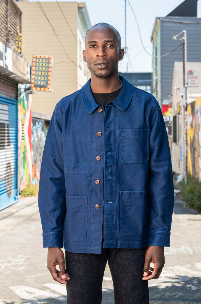 3sixteen French Work Jacket - Washed Indigo Moleskin