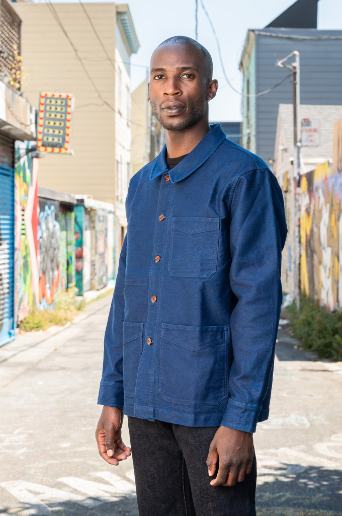 3sixteen French Work Jacket - Washed Indigo Moleskin