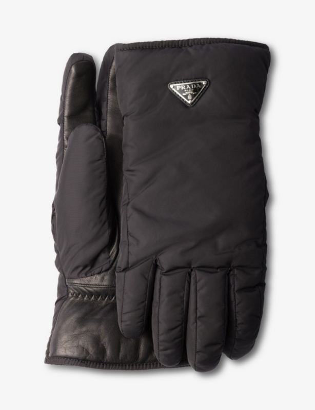 PRADA - Logo-embellished Re-Nylon and leather gloves | Selfridges.com