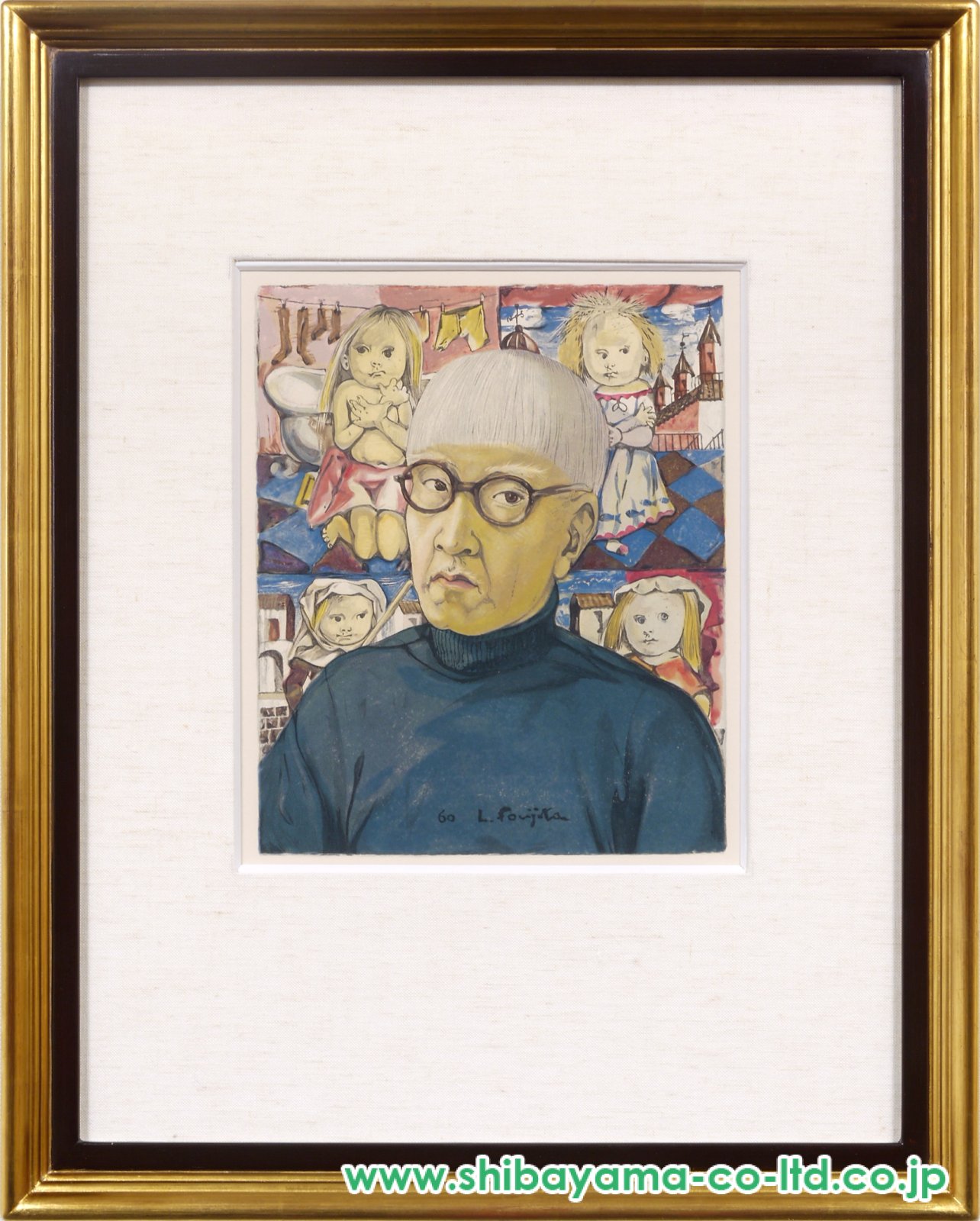 藤田嗣治「小さな職人より『自画像』」木版画 :: 絵画買取・販売