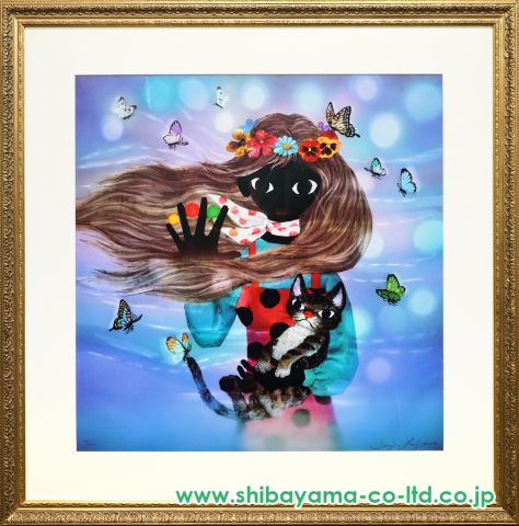 藤城清治「猫と少女」リトグラフ :: 絵画買取・販売 - シバヤマ