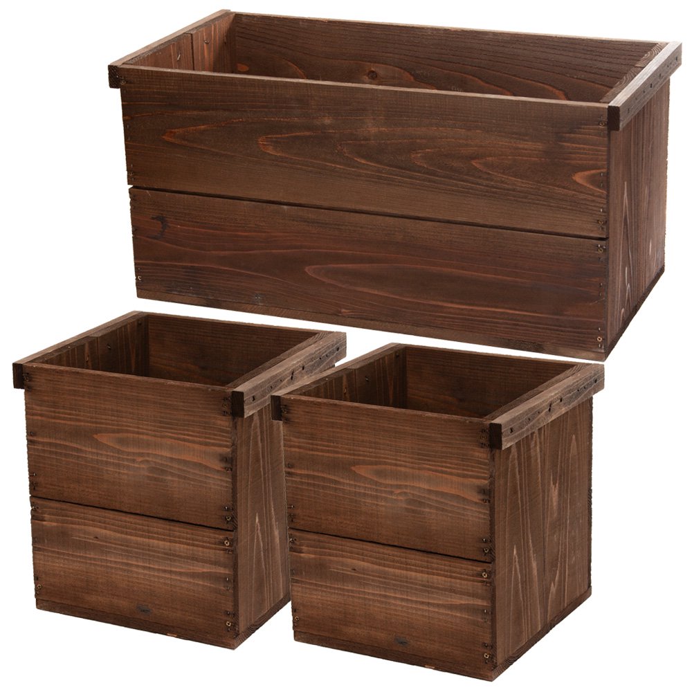 りんご箱 新りんご箱+木箱 3点セット アンティーク仕立て ガーデニング