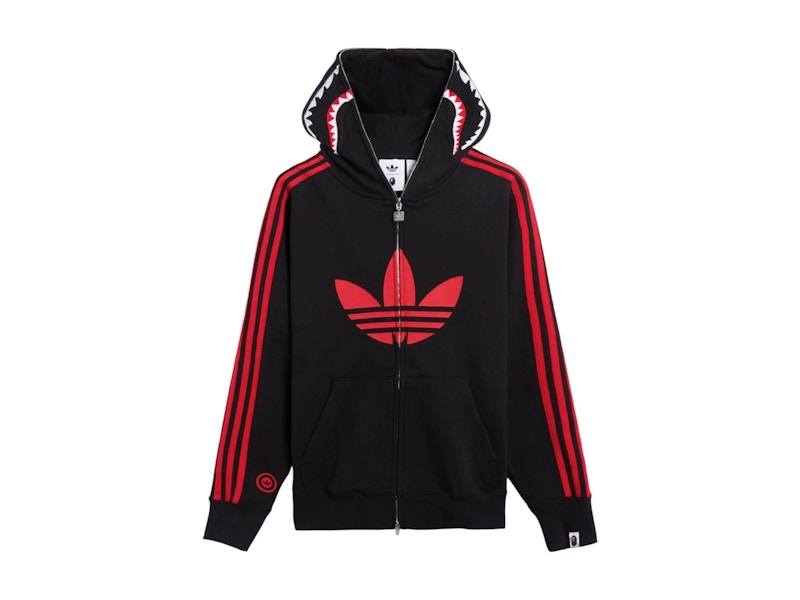 BAPE x adidas Shark Fleece Full Zip Hoodie Black Men's - SS25 - US