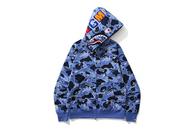 BAPE Sta Camo Shark Full Zip Hoodie Blue Men's - US