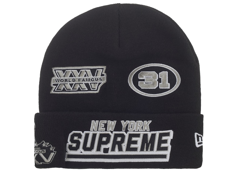 Supreme New Era Football Beanie Black - FW25 - GB