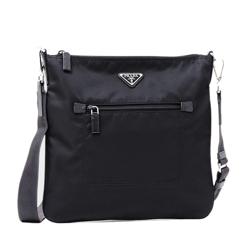 Prada Messenger Bag Tessuto Black in Nylon with Silver-tone - US