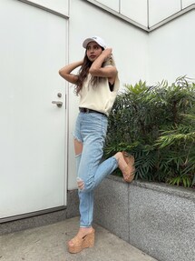 SIDE RIPPEDペグトップデニムパンツ｜ジェイダ（GYDA）アウトレット