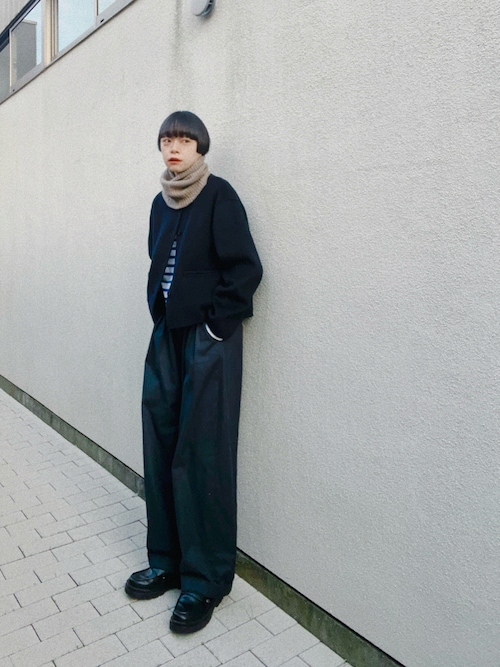 6 スラックス パンツ 「6(ROKU)」タック パンツ ネイビー レディース