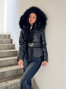 GDベルト付きフェイクレザーショートダウンコート｜ジェイダ（GYDA