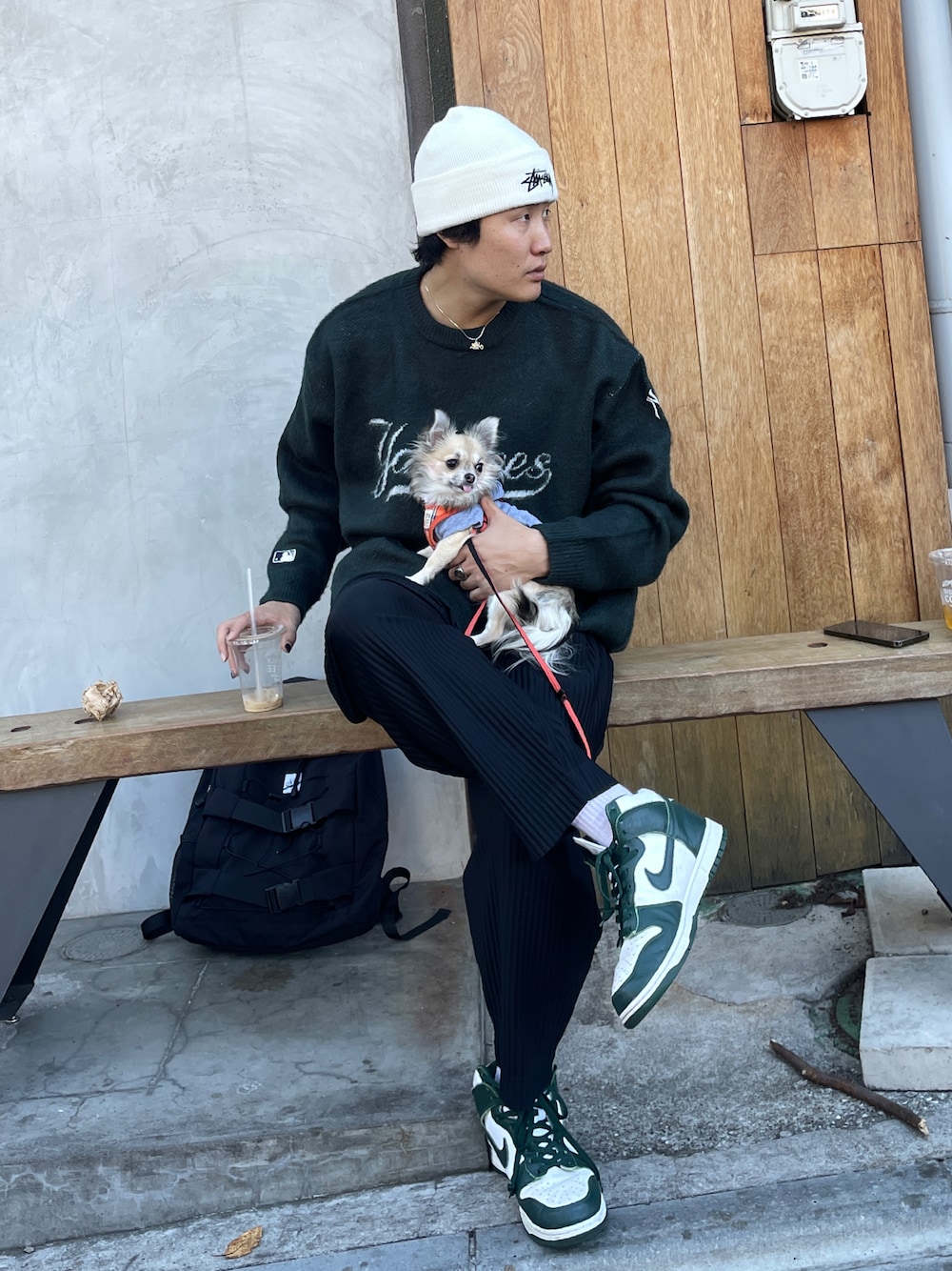 あべじゅんや｜STUSSYのニットキャップ/ビーニーを使った