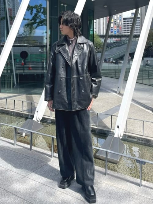 UNISEX》Hand Rub-Off Buffalo Leather Dress-Over Double Short Coat