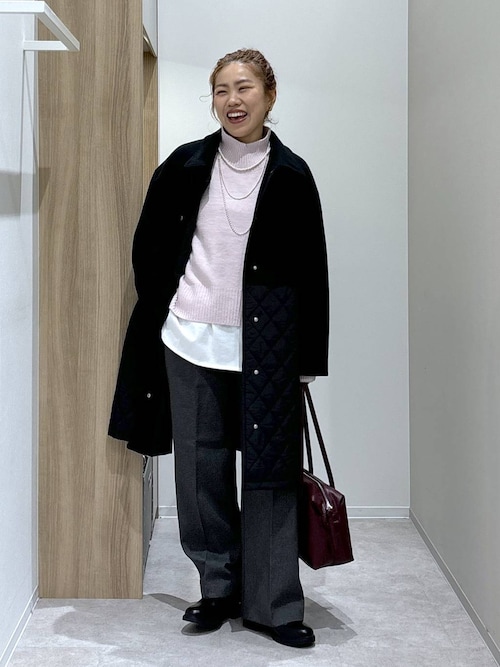 セール】ウールライク切り替えコート/499669（ステンカラーコート