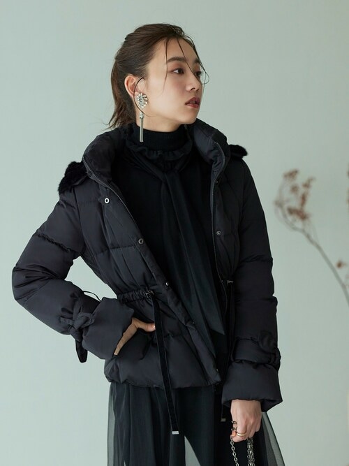 セール】洗える ｜ ラビットファーフードショートダウンジャケット