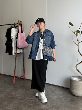 オーバーサイズギャザーペプラムデニムジャケットを使った人気