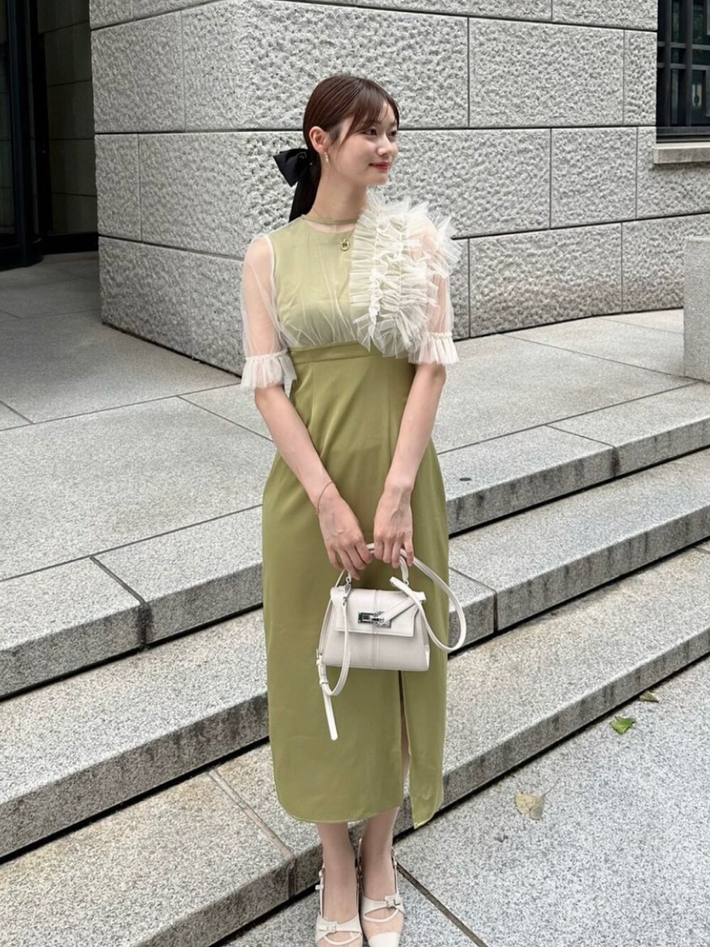 LEJA】ティアードフリルチュールボレロスリットIラインセットアップ