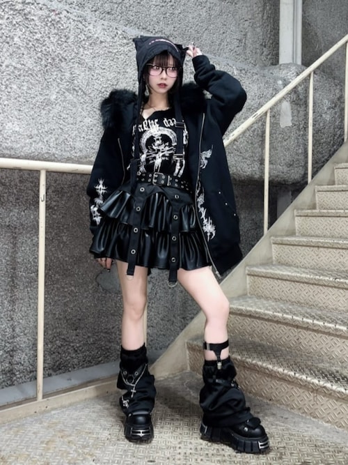 Amilige（アミリージュ） スカート ハトメベルト付きPUフレアスカート