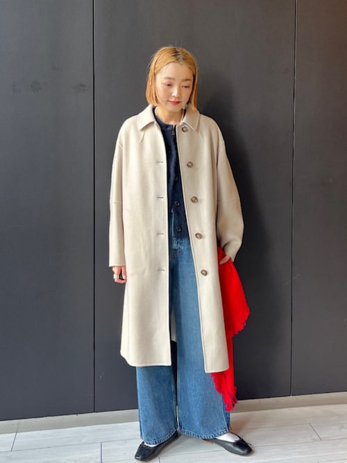 セール】SHIPS Primary Navy Label:メルトン リバー ステンカラー