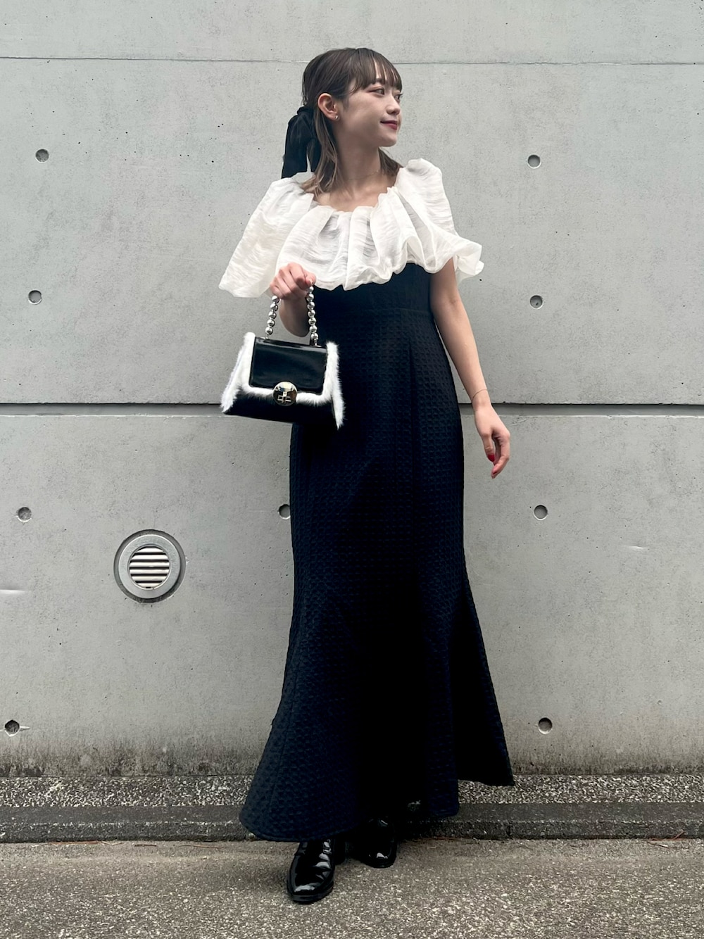 LEJA】2WAYオフショルダーパフスリーブバリエマーメイドワンピース