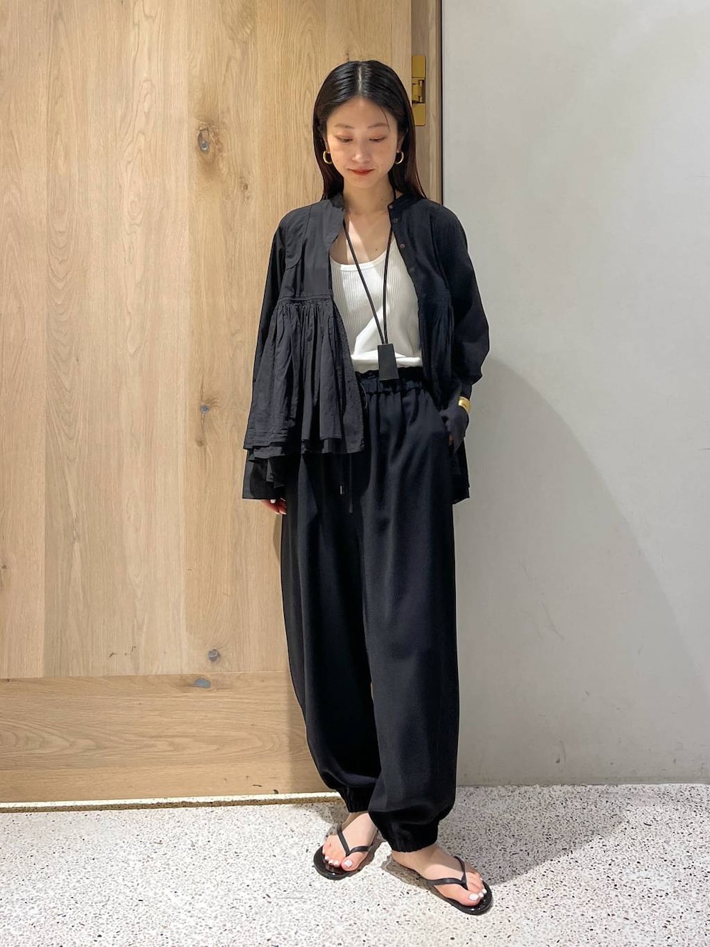 カレンソロジー レイヤードキャザーブラウス ネイビー Curensology