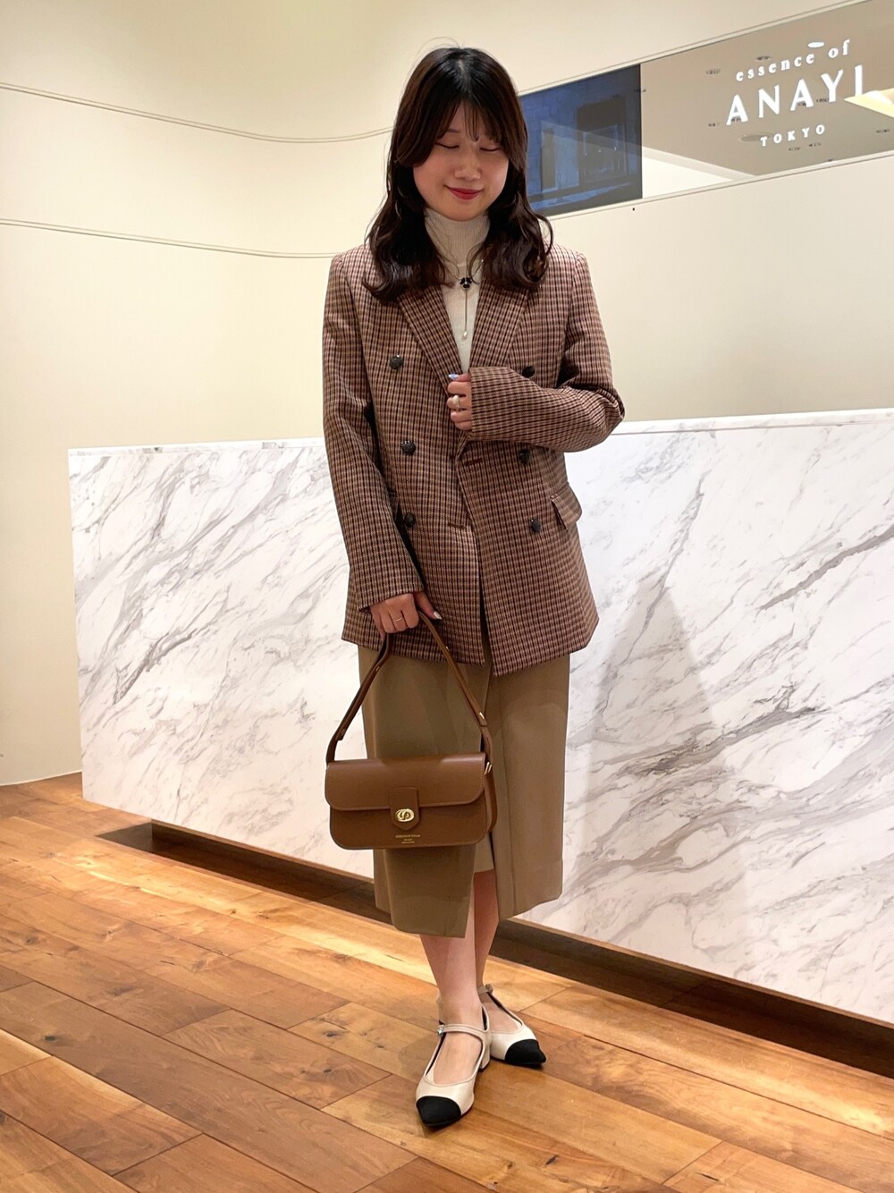 ANAYI（アナイ）の「ピンクグレンチェックダブル ジャケット