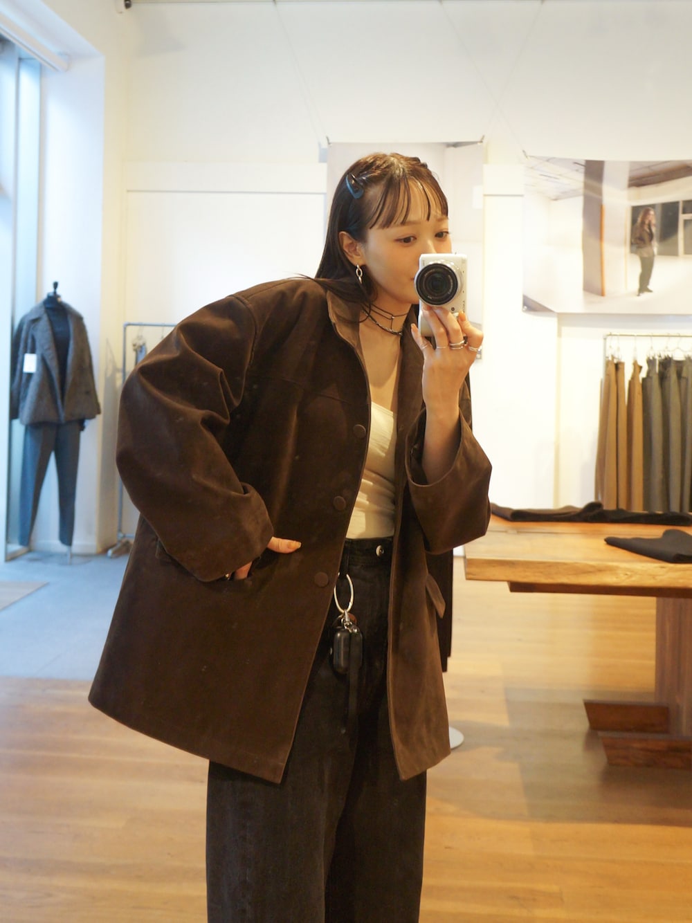 LA PEAU DE GEM】eco suede cover all/エコスウェードカバーオールを