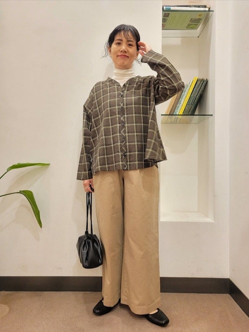 イッピーチェックフレアブラウス yori yori イッピーチェックフレア