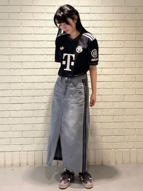 アディカラー スリーストライプス デニム ペンシルスカート