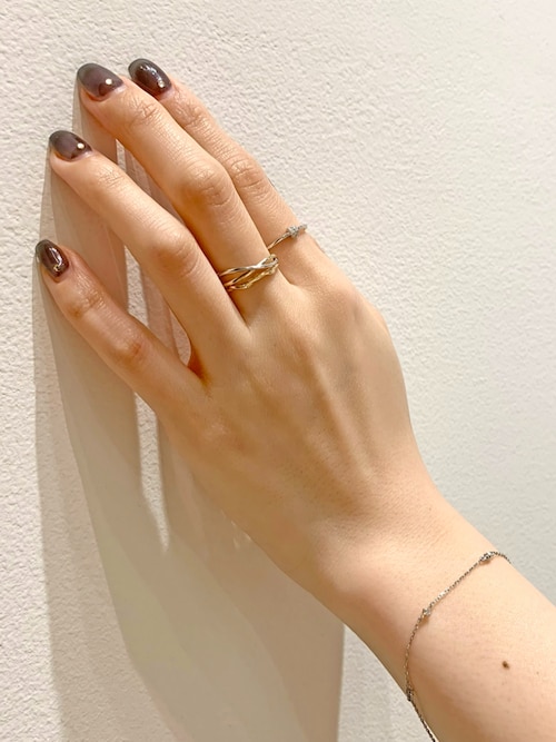 レイヤード] K10YG クロス バイカラー リング（リング）｜ete（エテ