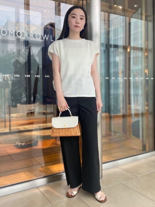 セール】ポリエステルレーヨンカラミ フレンチスリーブブラウス