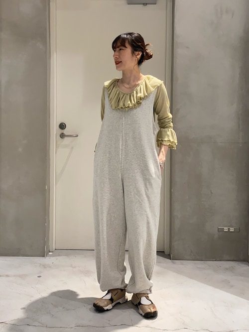 willow】【新色追加】スラブ裏毛裾ドロストオールインワン（サロペット