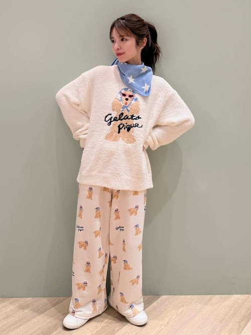 スカーフDOG柄ロングパンツ（ルームウェア/パジャマ）｜gelato pique