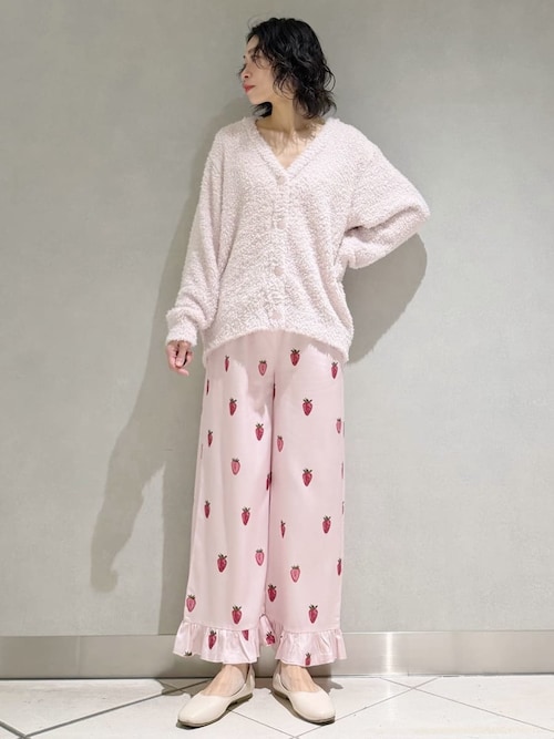 セール】ストロベリー柄ツイルロングパンツ（ルームウェア/パジャマ
