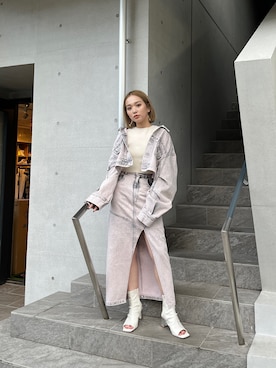 MURUAのデニムジャケット（ピンク系）を使った人気ファッション